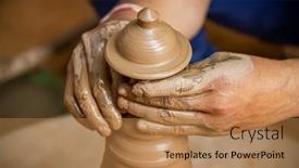  Presentation with ceramic - PPT layouts with potter-at-work-makes-ceramic background and a coral colored foreground