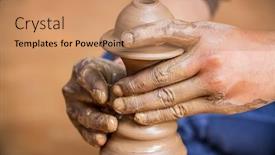  Presentation with ceramic - Colorful slide deck enhanced with potter-at-work-makes-ceramic backdrop and a coral colored foreground