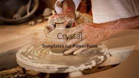  Presentation with ceramic - Audience pleasing PPT theme consisting of potter-at-work-makes-ceramic backdrop and a coral colored foreground