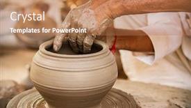  Presentation with ceramic - Slide set featuring potter-at-work-makes-ceramic background and a coral colored foreground