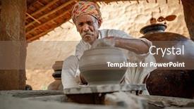  Presentation with ceramic - PPT theme enhanced with potter-at-work-makes-ceramic background and a violet colored foreground