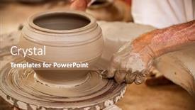  Presentation with ceramic - Slide deck with potter-at-work-makes-ceramic background and a coral colored foreground
