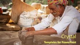  Presentation with ceramic - Presentation theme with potter-at-work-makes-ceramic background and a tawny brown colored foreground