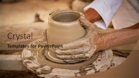  Presentation with ceramic - Theme featuring potter-at-work-makes-ceramic background and a coral colored foreground
