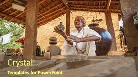  Presentation with ceramic - PPT theme having potter-at-work-makes-ceramic background and a coral colored foreground