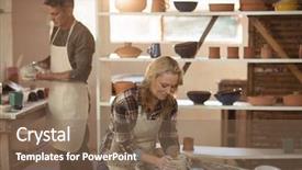  Presentation with female - Beautiful PPT layouts featuring potter making pot in pottery backdrop and a violet colored foreground