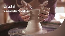  Presentation with workshop - Cool new slide deck with potter making pot in pottery backdrop and a tawny brown colored foreground