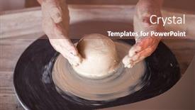  Presentation with clay - Slide set consisting of potter-s-wheel-with-clay background and a tawny brown colored foreground