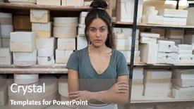  Presentation with army forces female - Audience pleasing slide deck consisting of potter standing with arms cross backdrop and a gray colored foreground