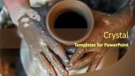  Presentation with creativity - Presentation theme featuring potters-hands-are-creating-earthenware background and a tawny brown colored foreground