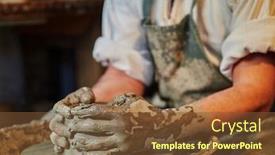  Presentation with creativity - Presentation theme with potters-hands-are-creating-earthenware background and a tawny brown colored foreground