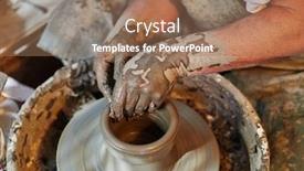  Presentation with creativity - Theme with potters-hands-are-creating-earthenware background and a coral colored foreground