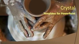  Presentation with creativity - Slide deck enhanced with potters-hands-are-creating-earthenware background and a tawny brown colored foreground