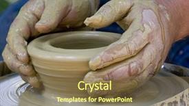  Presentation with creation - Audience pleasing PPT theme consisting of potters hands working on new backdrop and a tawny brown colored foreground