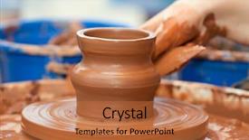  Presentation with craft - Beautiful theme featuring pottery craft wheel ceramic clay backdrop and a red colored foreground