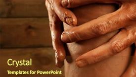  Presentation with craftsmanship - Beautiful presentation theme featuring pottery craftsmanship red clay potter hands work finger closeup backdrop and a tawny brown colored foreground