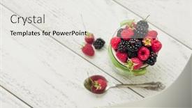  Presentation with pottery - Colorful presentation theme enhanced with pottery-jar-with-raspberries backdrop and a white colored foreground