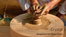  Presentation with udaipur - Amazing PPT theme having pottery-skilled-hands-of-potter backdrop and a coral colored foreground