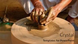  Presentation with udaipur - Cool new PPT theme with pottery-skilled-hands-of-potter backdrop and a coral colored foreground