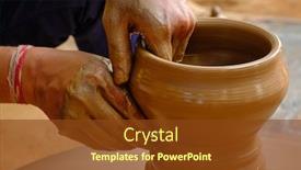  Presentation with udaipur - Presentation theme featuring pottery-skilled-wet-hands background and a tawny brown colored foreground
