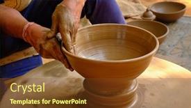  Presentation with handicraft - Cool new slide set with pottery-skilled-wet-hands backdrop and a tawny brown colored foreground