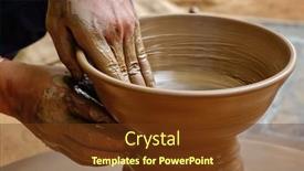  Presentation with handicraft - Beautiful slide set featuring pottery-skilled-wet-hands backdrop and a tawny brown colored foreground