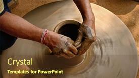  Presentation with udaipur - Presentation theme featuring pottery-skilled-wet-hands background and a tawny brown colored foreground