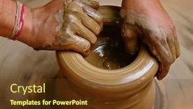  Presentation with handicraft - Slide deck featuring pottery-skilled-wet-hands background and a tawny brown colored foreground