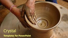  Presentation with udaipur - PPT layouts enhanced with pottery-skilled-wet-hands background and a tawny brown colored foreground