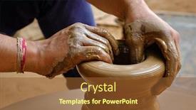  Presentation with handicraft - PPT theme enhanced with pottery-skilled-wet-hands background and a tawny brown colored foreground
