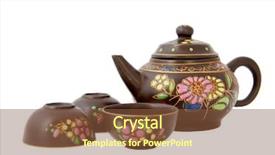  Presentation with value of funeral service - PPT theme with pottery tea service chinese style background and a tawny brown colored foreground