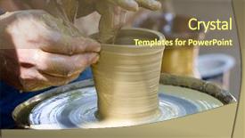  Presentation with wheel - Colorful slides enhanced with pottery wheel - potters hands working on new backdrop and a violet colored foreground
