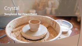  Presentation with pottery - Amazing slide set having pottery wheel with clay pot nobody backdrop and a coral colored foreground