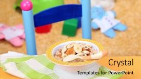  Presentation with preemie baby - Presentation having potty chair - bowl of porridge for baby background and a yellow colored foreground
