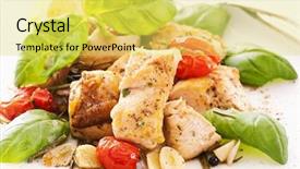  Presentation with roasted chicken - Audience pleasing presentation theme consisting of poult - chicken roasted with garlic backdrop and a yellow colored foreground