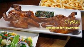  Presentation with corrugated potato chips - PPT layouts with poult - roasted cockerel with potato chips background and a tawny brown colored foreground