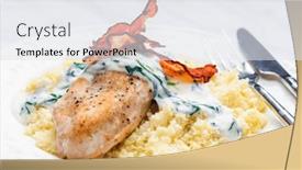  Presentation with couscous - PPT theme consisting of poultry-breast-with-spinach-creamy background and a sky blue colored foreground