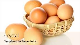  Presentation with eggs egg carton egg box - Presentation theme consisting of poultry farms - many eggs in basket isolated background and a yellow colored foreground