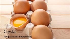  Presentation with fresh toast sandwiches egg - Presentation theme having poultry farms - package with fresh eggs closeup background and a coral colored foreground