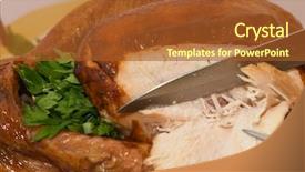  Presentation with festive - Beautiful PPT theme featuring poultry foods - carving the festive turkey backdrop and a red colored foreground