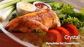  Presentation with hydroponics vegetables hydroponic vegetable - Amazing PPT layouts having poultry grill meat - roast chicken fillet and vegetables backdrop and a  colored foreground