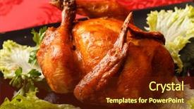  Presentation with poultry meat - Audience pleasing PPT theme consisting of poultry grill meat - roasted chicken backdrop and a  colored foreground