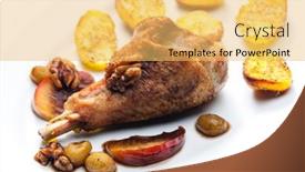  Presentation with fruit - PPT layouts consisting of poultry-leg-baked-with-fruit background and a yellow colored foreground