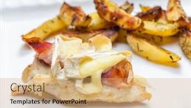  Presentation with meat poultry - Presentation consisting of poultry-meat-grilled-with-parma background and a coral colored foreground