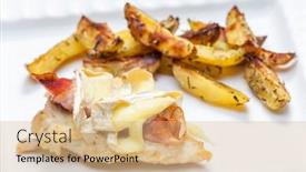  Presentation with poultry meat - PPT layouts enhanced with poultry-meat-grilled-with-parma background and a coral colored foreground