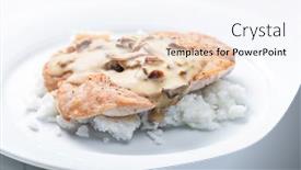  Presentation with meat poultry - Slides having poultry-meat-with-mushroom-sauce background and a white colored foreground