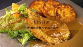  Presentation with poultry meat - PPT layouts enhanced with poultry-meat-with-sauce-served background and a gold colored foreground