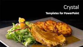  Presentation with poultry meat - Presentation consisting of poultry-meat-with-sauce-served background and a black colored foreground