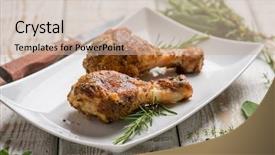  Presentation with ashwagandha herbs - PPT theme having poultry nutrition - oven breaded chicken legs background and a soft green colored foreground