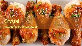  Presentation with chicken - Audience pleasing PPT theme consisting of poultry nutrition - roast chicken drumsticks and vegetables backdrop and a tawny brown colored foreground